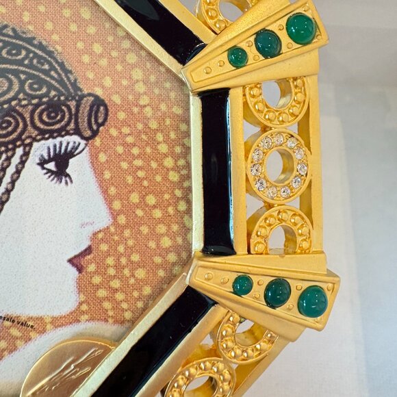 Authentic Erté Sevenarts Ltd. jeweled octagonal photo frame – rare Art Deco gold - Picture 6 of 9